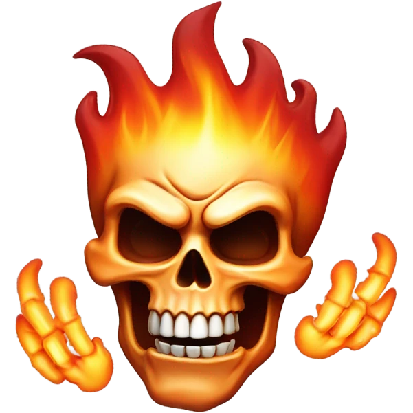 Flaming skull flipping the middle finger while smoking a cigar emoji