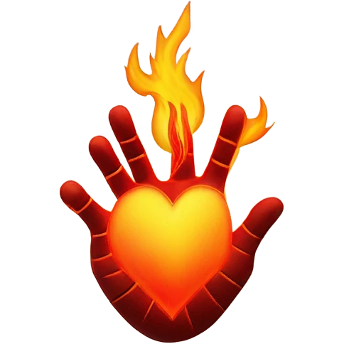 Hands that hold a burning heart emoji