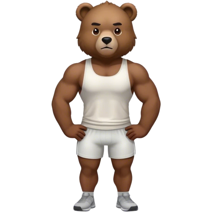 Strong bear with gym clothes white pants  emoji