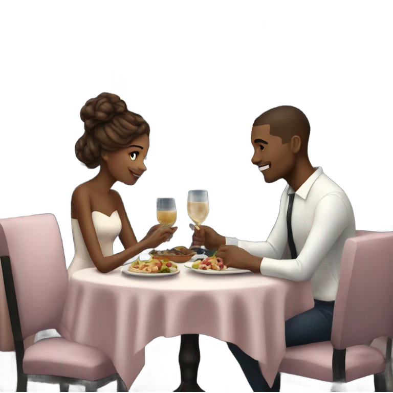 Romantic dinner date for beautiful stylish couple emoji