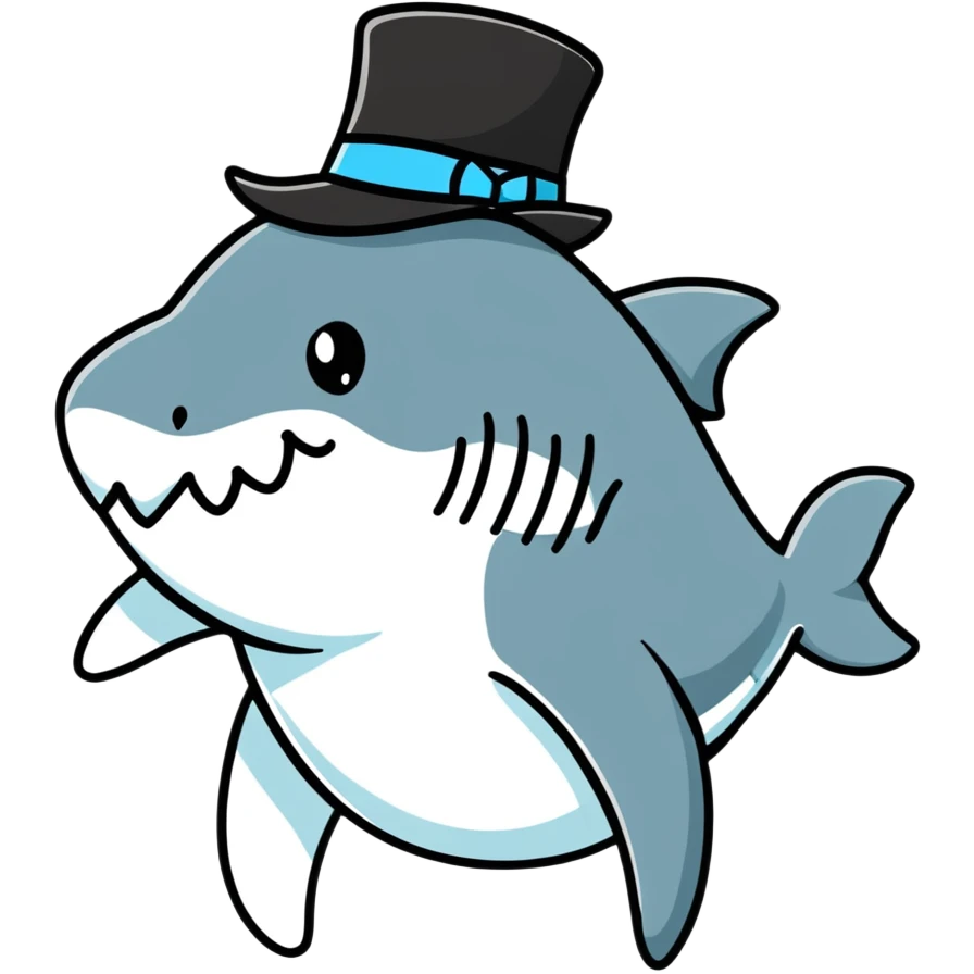 Shark with a top hat emoji