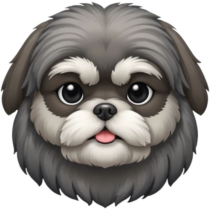 Small all dark grey shih tzu emoji