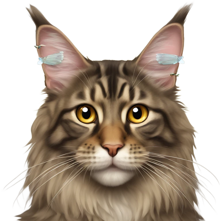 Maine Coon with a stupid face and butterfly on his mouth  emoji
