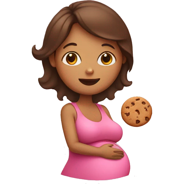Pregnant woman with cookie emoji