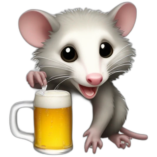 Opossum drinking beer emoji