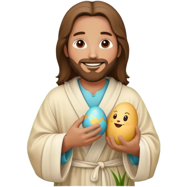 Jesus doing an Easter egg hunt emoji