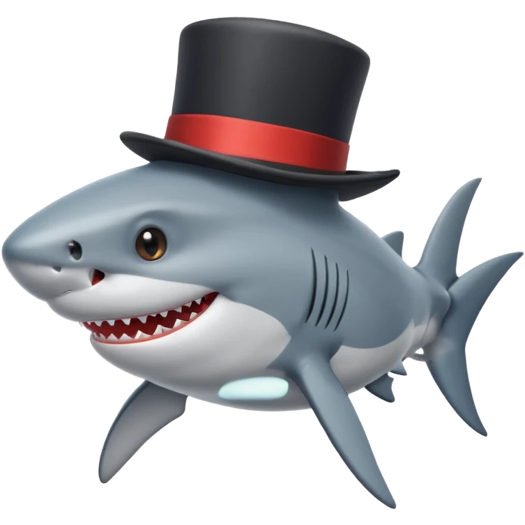 Shark with a top hat emoji