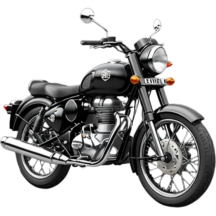 Royal Enfield classic reborn stealth Balck with number plate TN78F4252 emoji