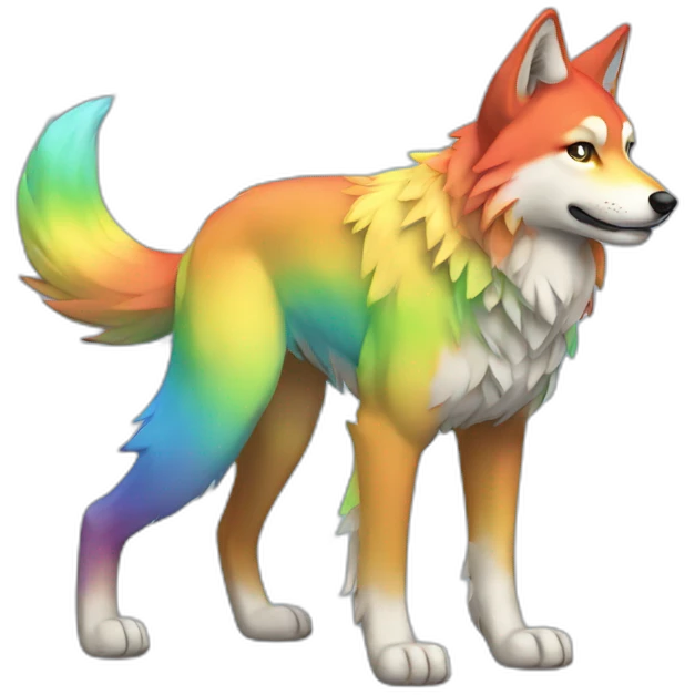 Rainbow Wolf Full Body emoji