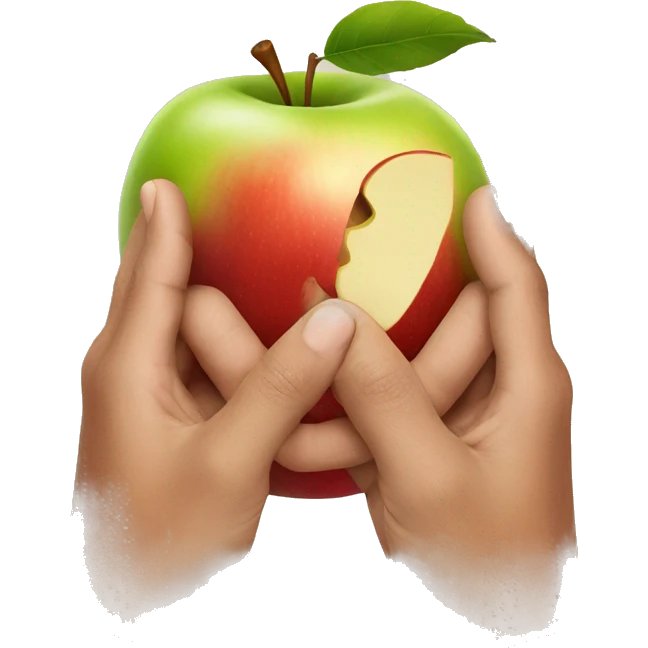 Hands with an apple emoji