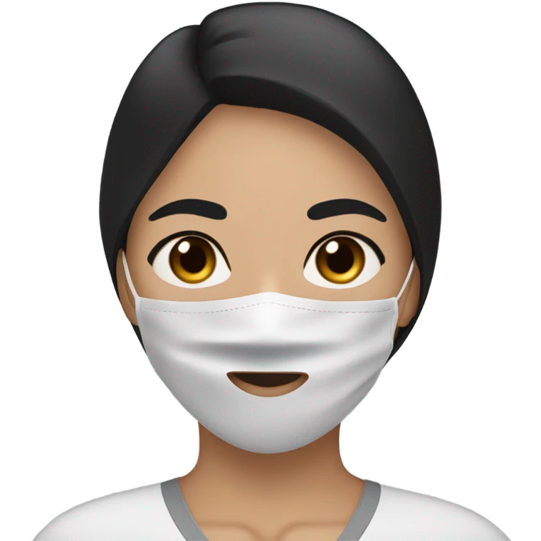black hair woman with a skincare facemask on and brown eyes  emoji