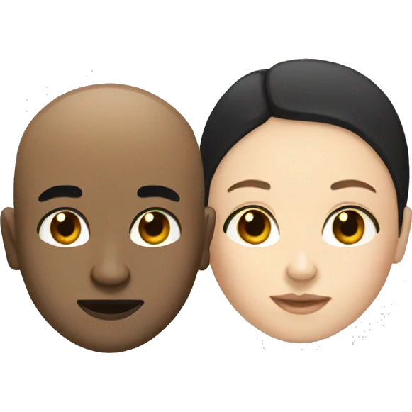 White bald man and tan girl with black hair emoji