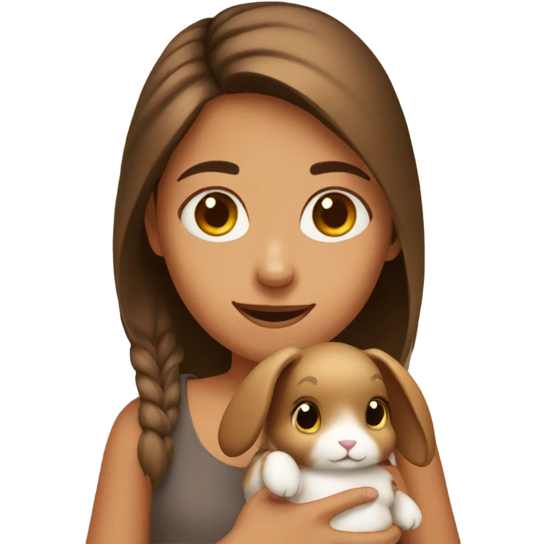 girl with cute brown rabbit emoji