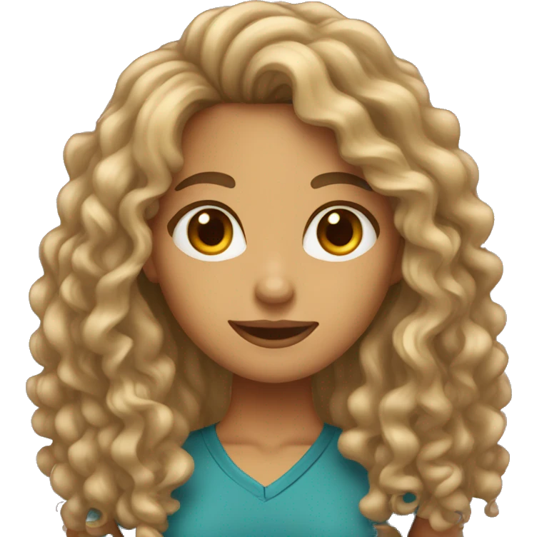 female  very long curly hair, tanned skin teacher emoji
