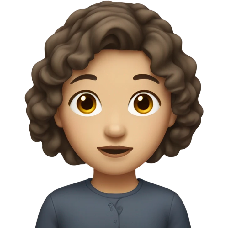 medium wavy brown hair asian girl emoji