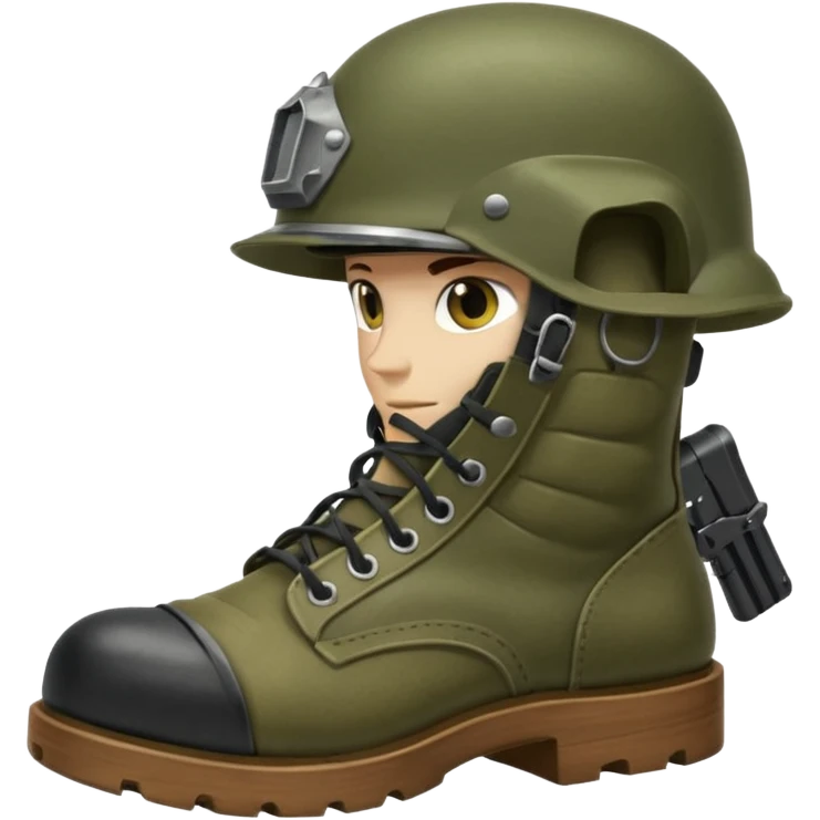 Military rifle boots helmet  emoji