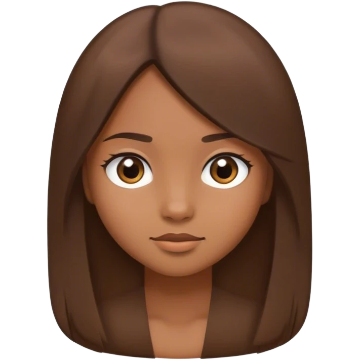 a girl with brown medium large hair straight, with rounded face and small eyes  emoji