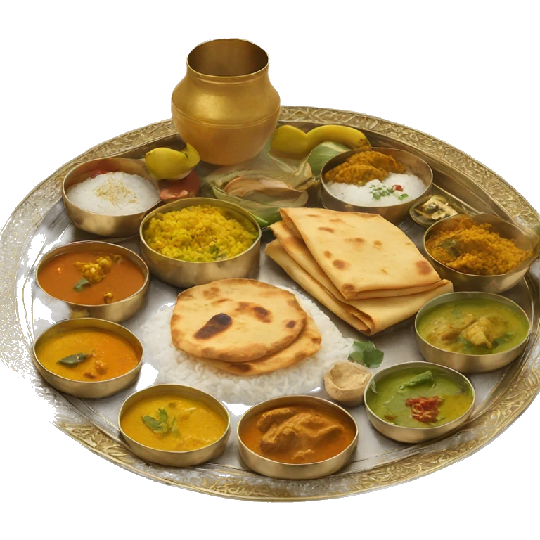 Indian meal in gold thali emoji