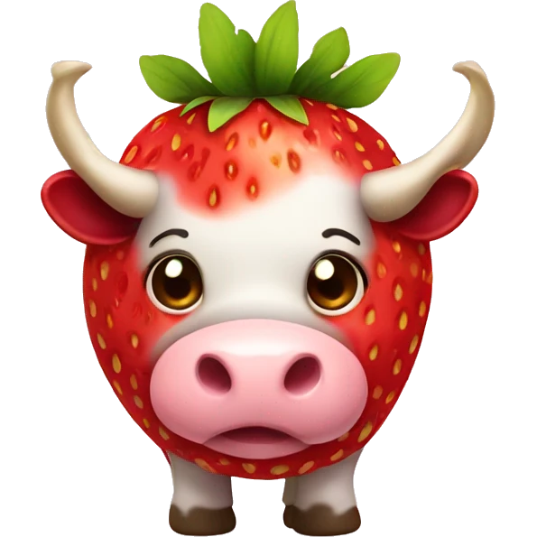 strawberry chubby cow emoji