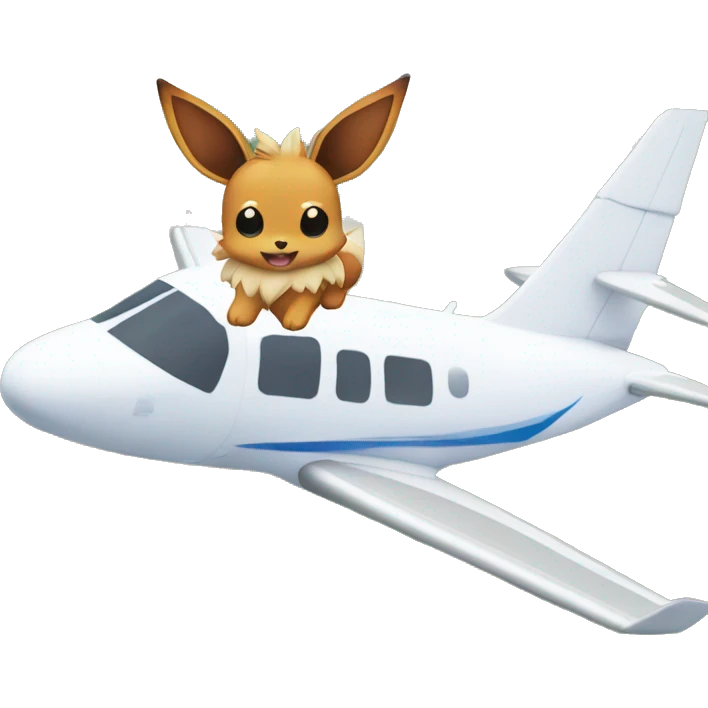 Eevee is lying on an airplane which is flying around the shape of the world  emoji