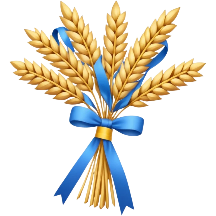 Emoji of a wheat sheaf tied with a ribbon, Ukrainian Christmas symbol, flat emoji style emoji