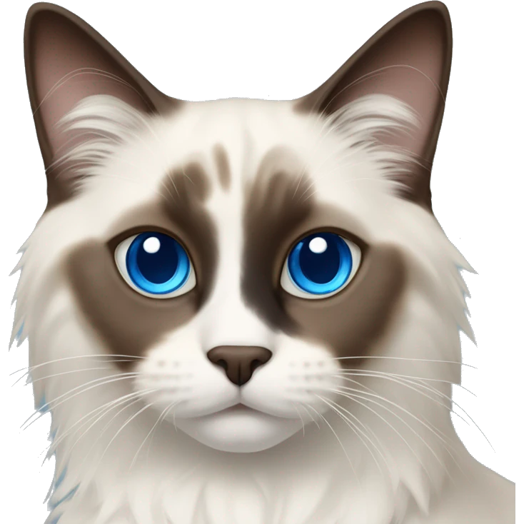 Ragdoll cat - dark brown face and ears, blue eyes, white nose, off white body and dark brown tail emoji