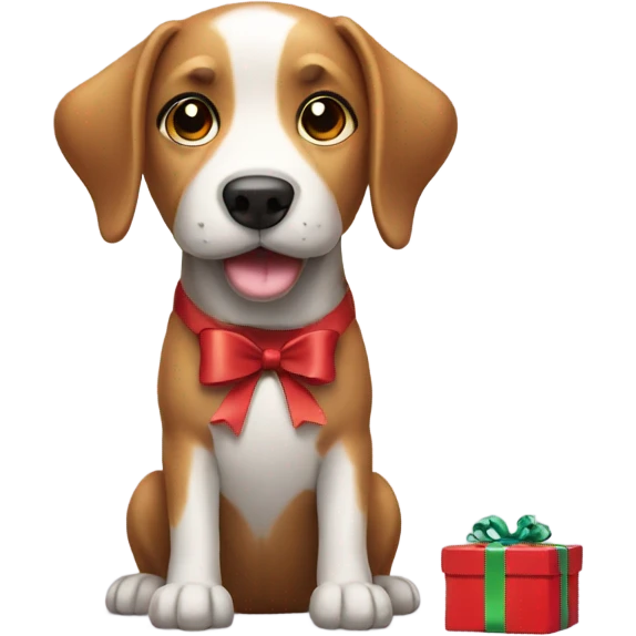 Dog with present emoji