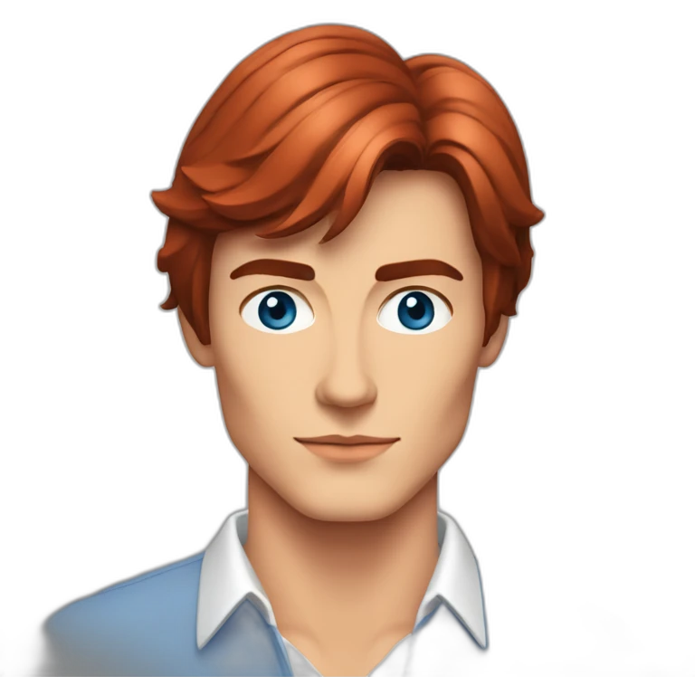 Alain Delon young university blue eyes short red hair emoji