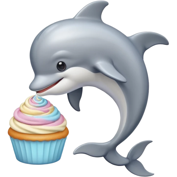 make me a dolphin that is asking a cat with buttercream emoji