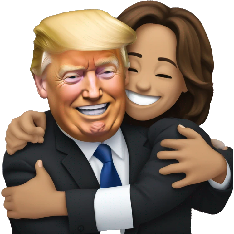 Donald trump and Kamala Harris hugging emoji