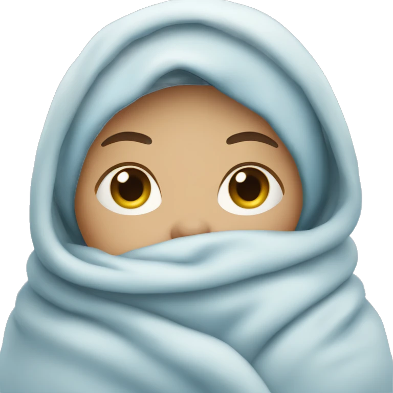 Cold woman’s with blue face wrapped in blanket emoji