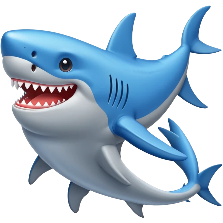 Un tiburón con zapatillas azules emoji