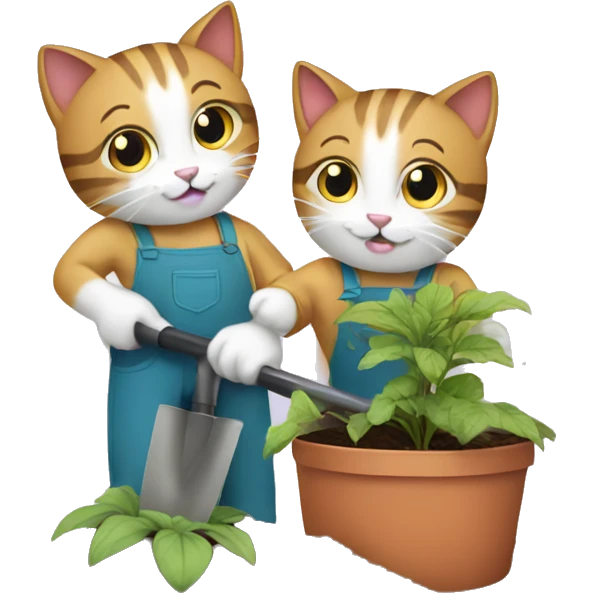 two cats gardening emoji