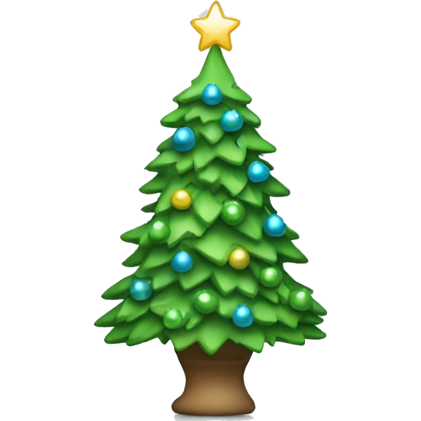 Green Christmas tree with light blue decorations emoji