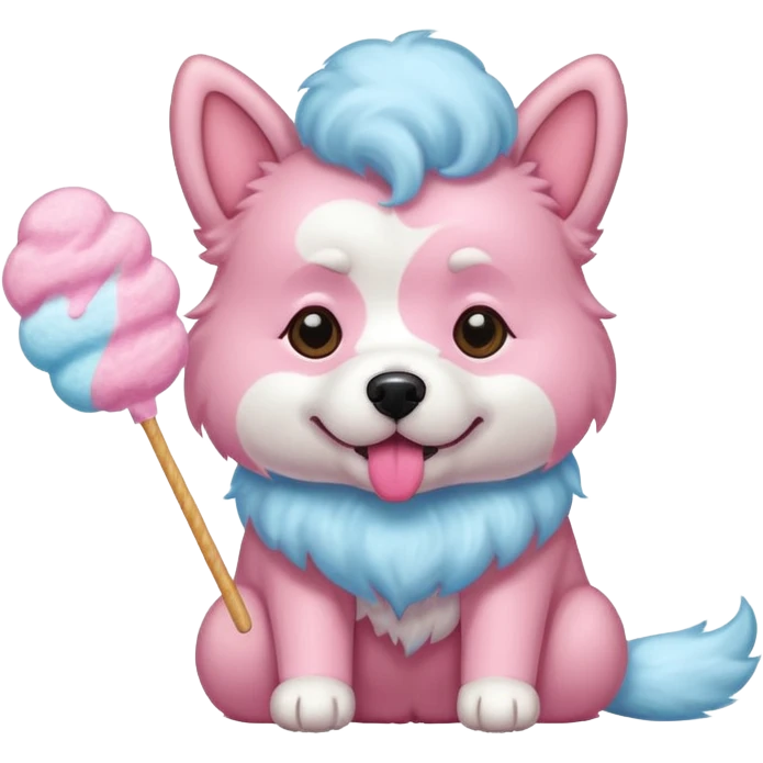Dog eating cotton candy emoji