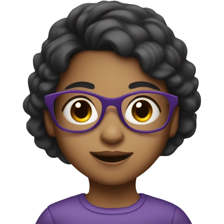 little girl in purple glasses and dark hair emoji