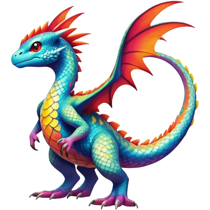 exotic tropical fantasy-creature-Fakémon-Pokémon, full body, with markings emoji