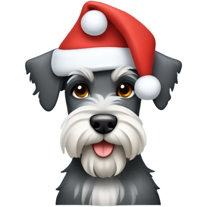 Dog schnauzer wearing a Santa Claus hat emoji