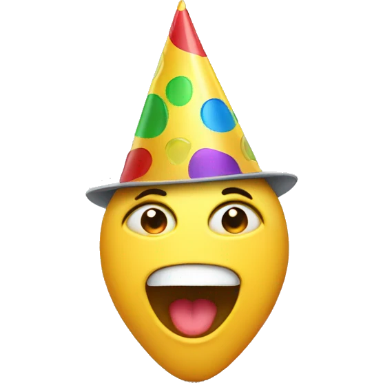 A face happy crying while wearing a party hat emoji