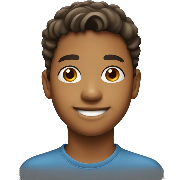 A 12-year-old brown boy, chubby-cheeked, smiling emoji
