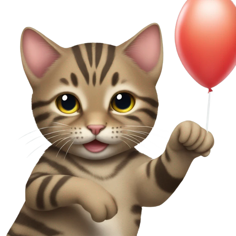 Tabby cat holding water balloons but its nails popped it emoji