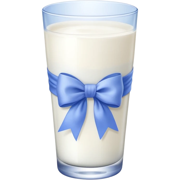 Glass of milk with a Periwinkle bow wrapped around the glass  emoji