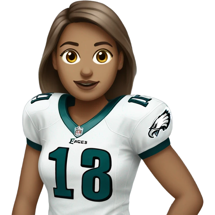  White female brown hair wearing Philadelphia Eagles jersey emoji