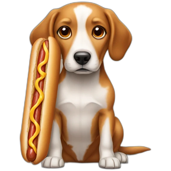 dog pooping a hot dog emoji