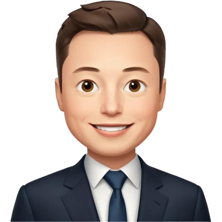 Elon Musk as an emoji, smiling with short hair emoji