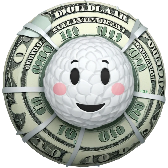 Snow ball with dollar bills  emoji