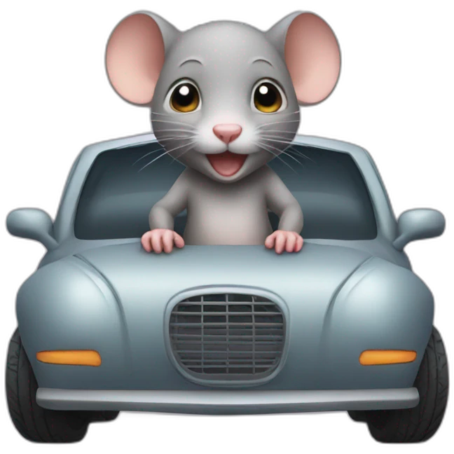 rat baby with car emoji