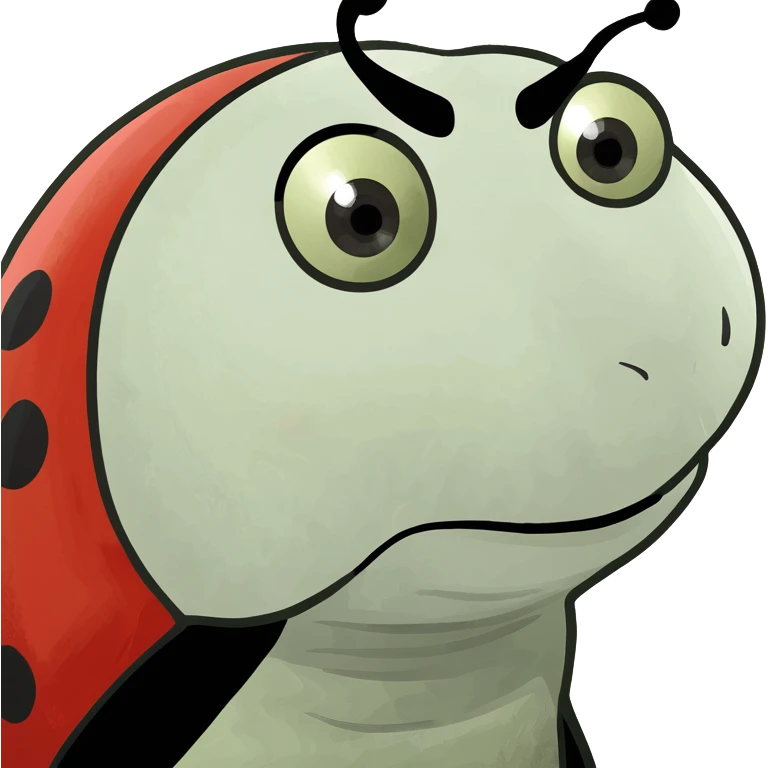 A lady bug with a nervous side eye  emoji