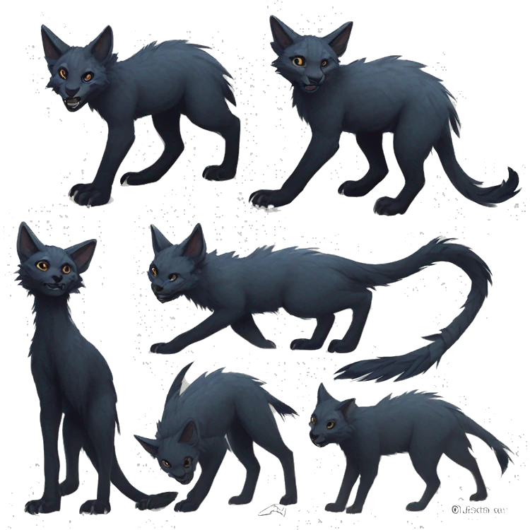 Modern Feral Rare Fantasy Vernid-Trico-species by LiLaiRa, markings, full body emoji