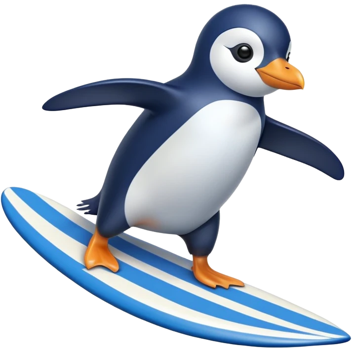 ￼ penguin riding a surfboard ￼ emoji